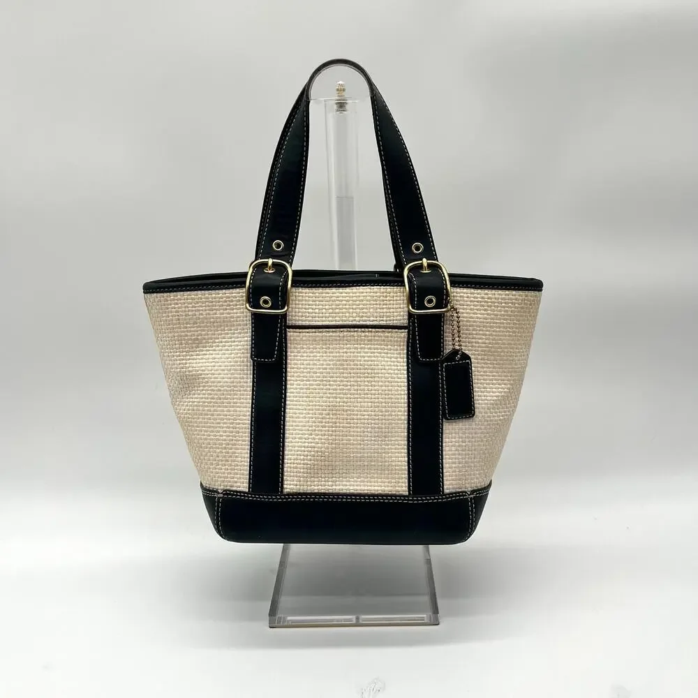 COACH Vintage Y2K Madison Basket Weave and Leather Mini Tote Bag
